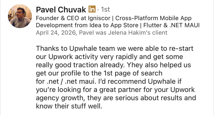 LinkedIn recommendation from Pavel Chuvak, Apr 2026