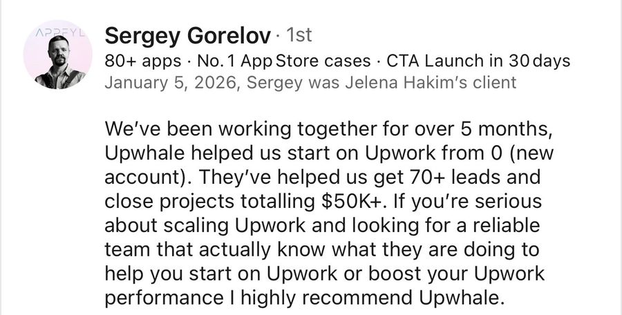 LinkedIn recommendation from Sergey Gorelov, Jan 2026