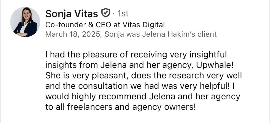 LinkedIn recommendation from Sonja Vitas, Mar 2025