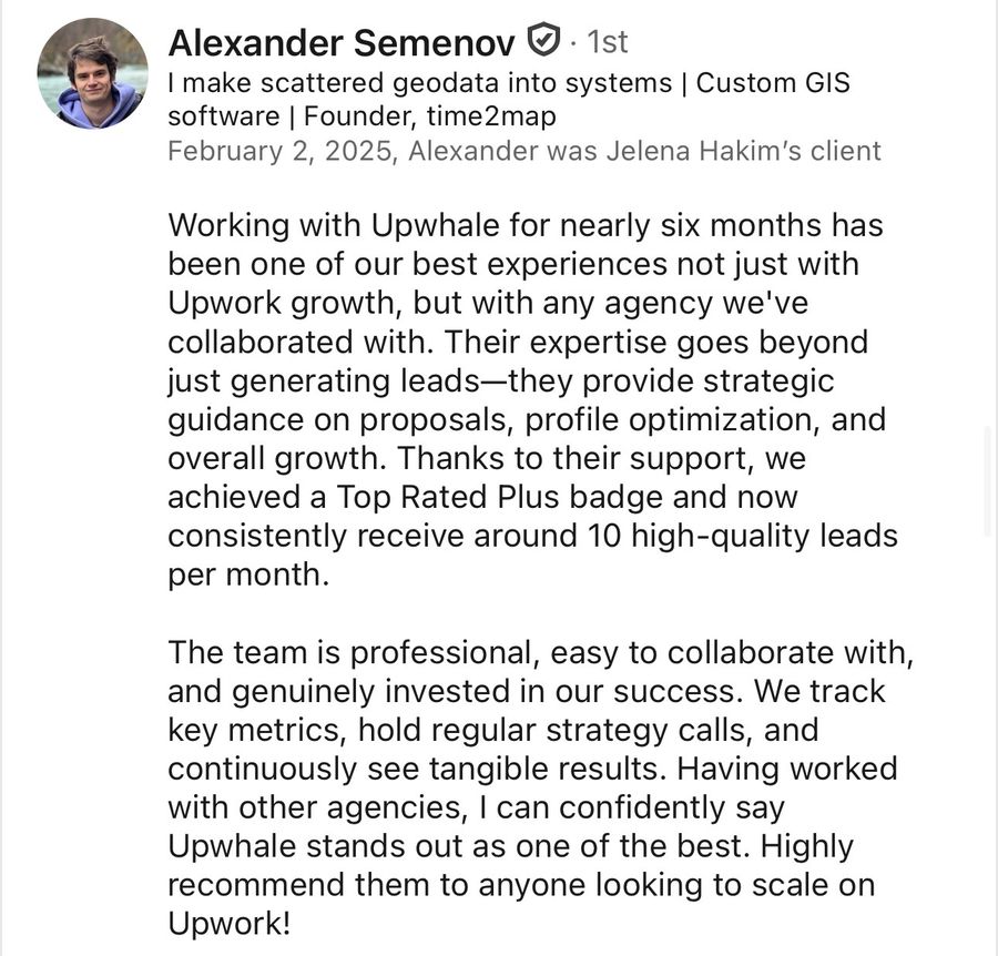 LinkedIn recommendation from Alexander Semenov, Feb 2025